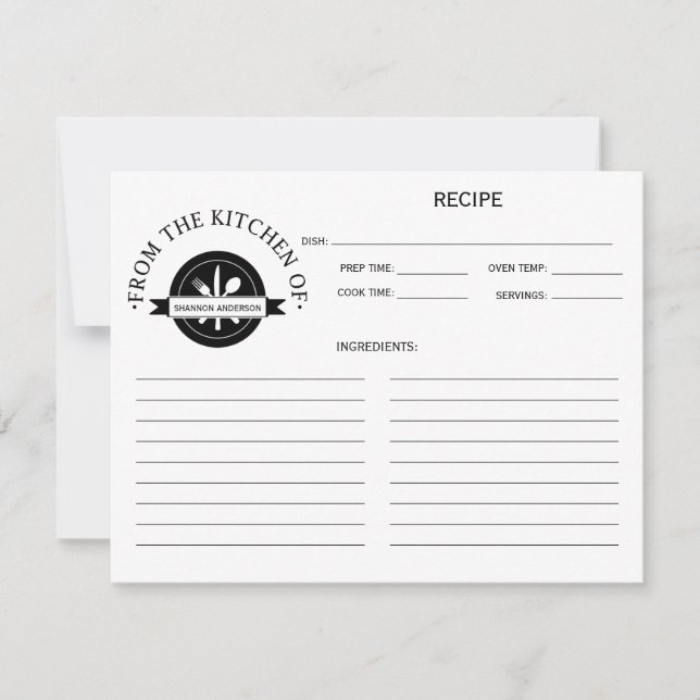 Preto e Branco moderno da cozinha da receita (Frente)