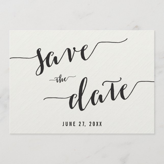 Preto E Branco Salvar Cartões De Convite De Data (Frente)