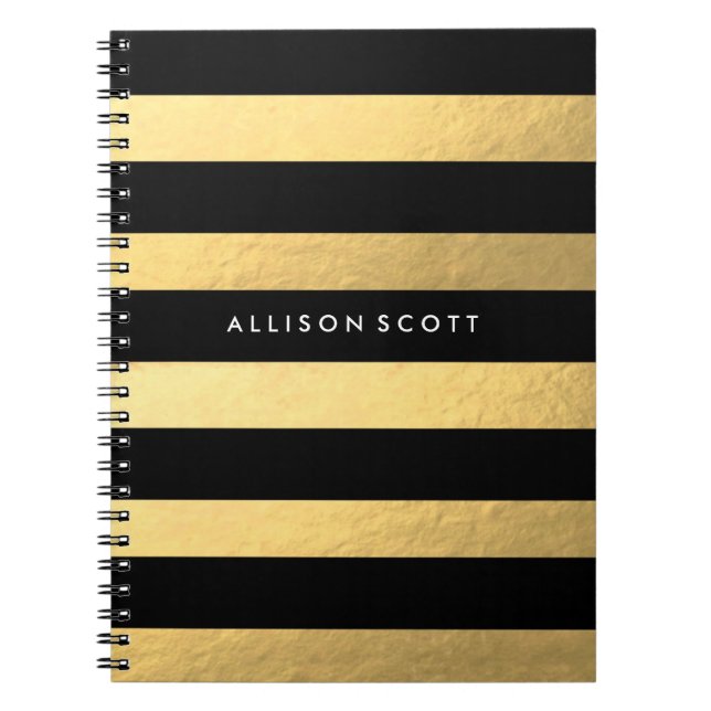 Preto e caderno personalizado ouro (Frente)