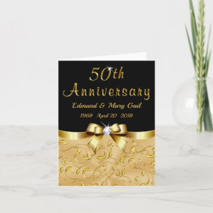 Preto e Dourado 50º aniversário Obrigado Cartões