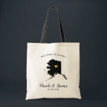 Preto e ouro do bolsa do saco da boa vinda do<br><div class="desc">Saco do presente da boa vinda do fim de semana do casamento para fora de convidados da cidade a seu casamento,  caracterizando a imagem de Alaska,  com coração do ouro.  Encha o bolsa com seus presentes favoritos.</div>
