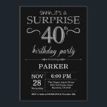 Preto e prata do convite do aniversário de 40 anos<br><div class="desc">Convite do aniversário de 40 anos da surpresa com preto e fundo do brilho da prata. Quadro. Aniversário adulto. Os homens ou as mulheres Bday convidam. Alguma idade. Para uma personalização mais adicional,  clique por favor "personalizam-no" botão e usam-nos nossa ferramenta de design para alterar este modelo.</div>