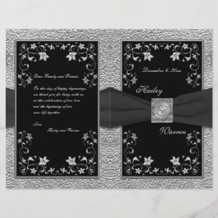 Preto e programa floral do casamento do peltre