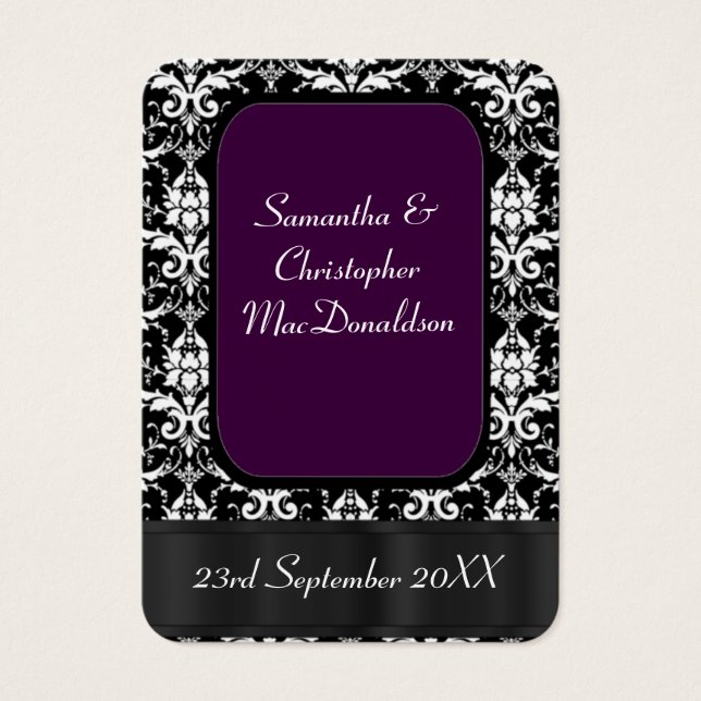 Preto e púrpura favor de casamento obrigado você e (Frente)