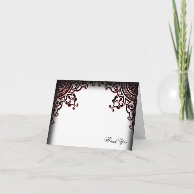 Preto e Vermelho Gótico Agradecimento de Casamento (Frente)