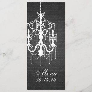 Preto elegante do candelabro do menu do casamento