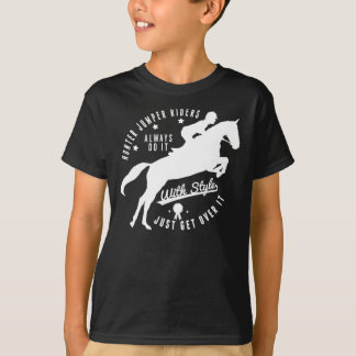 Preto equestre da camiseta do cavalo da ligação em