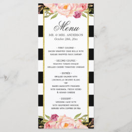 Preto Floral Moderno, Branco, Estimulado | Menu Ca