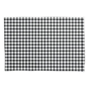 Preto Gingham Preto e Branco Verificar Travesseiro