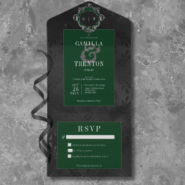 Preto Gótico Escuro e Satã Floral Verde Sem Janto