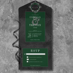 Preto Gótico Escuro e Satã Floral Verde Sem Janto