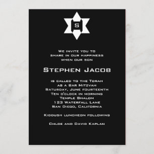 Preto judaico da estrela de Torah do convite de