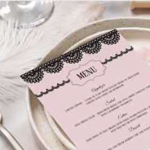 Preto Lace no Menu de Casamento Personalizado Cor-