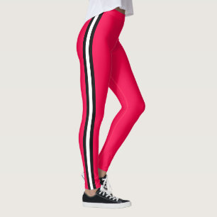 Preto Lado Branco Lado Vermelho Leggings Escolhe C