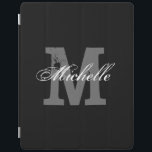 Preto magnético personalizado da capa de ipad | do<br><div class="desc">Preto magnético personalizado da capa de ipad | do monograma. Cobrir conhecido feito sob encomenda com a letra monogrammed. Vintage e texto elegante da tipografia do roteiro. Ideia agradável do presente para o aniversário ou o Natal. Apropriado para mulheres e miúdos dos homens.</div>