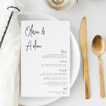 Preto | Menu de Casamento de Script Manuscrito Mod<br><div class="desc">Projetado para combinar com nossos convites de casamento de Script Manuscrito Moderno. Uma bela design baseada em tipografia,  com um toque minimalista,  com moderno roteiro escrito à mão cinza preto e letra serif clássica. Personalize com seus itens de menu com oito campos de texto personalizados.</div>