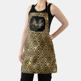 Preto Metálico e Dourado Glitter Glam Art Déco