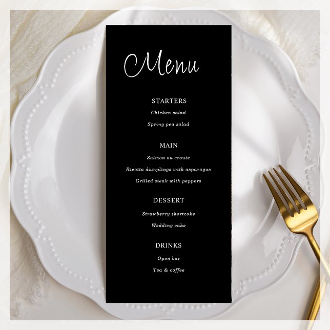 Preto Minimalista | Menu Plano de Casamento (Criador carregado)