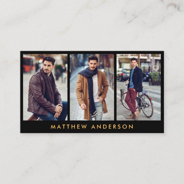 Preto modelo do ouro do cartão de visita da foto (Frente)