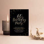 Preto moderno e Dourada 60ª Festa de aniversário<br><div class="desc">Celebre seu dia especial com este convite à folha de festa de aniversário para adultos na moda. Esta design apresenta um texto "60ª Festa de aniversário" em folha de ouro chic com configuração de brilho. Há mais designs e suprimentos de festas disponíveis no meu compro,  BaraBomDesign.</div>