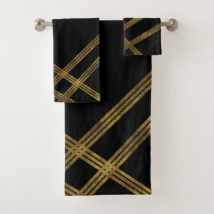 Preto Moderno Elegante com Conjunto de Toalhas Dou