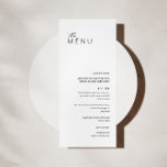 Preto Moderno Minimalista | Cartão de Menu de Casa<br><div class="desc">Cartão de cardápio preto e branco elegante.</div>