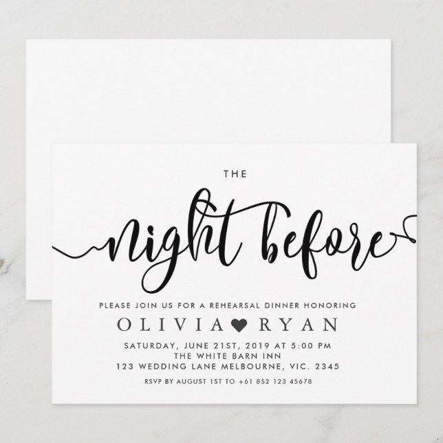 Preto na noite anterior ao convite (Frente/Verso)