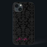 Preto & obscuridade - damascos florais do vintage<br><div class="desc">Teste padrão floral elegante do vintage em monotones cinzentos e pretos da obscuridade -. Versão customizável do monograma.</div>