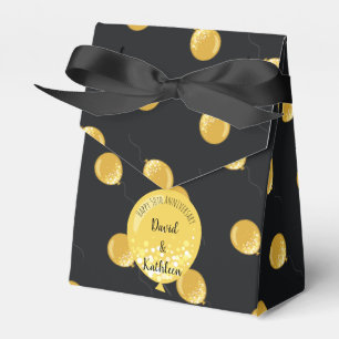 Preto & ouro Balloons a 50th caixa do favor do