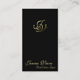 Preto & ouro do monograma do cartão de visita dos