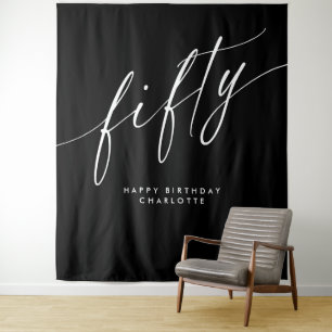 Preto Personalizado 50ª Tapeçaria de Fundo de Aniv