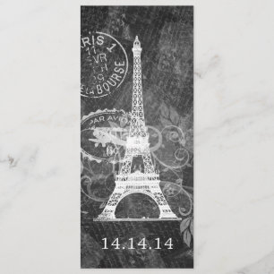 Preto romântico de Paris do menu elegante do