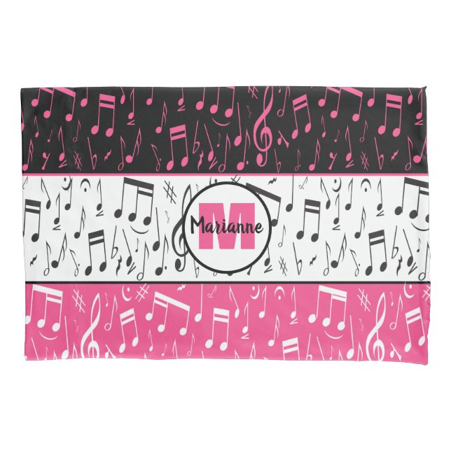 Preto-rosa e notas de música brancas caixa de trav (Frente-Esquerda)
