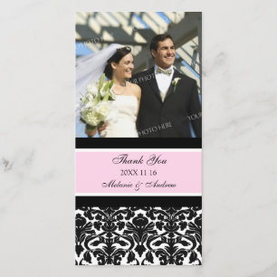 Preto Rosa Obrigado Cartões com fotos De Casamento