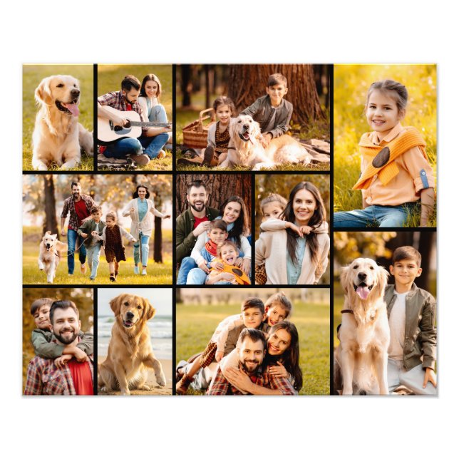 Preto Simples de Colagem de Fotos 11 Único (Frente)