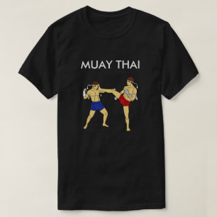 Preto tailandês do t-shirt de Muay (Teep à cara)