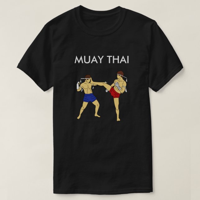 Preto tailandês do t-shirt de Muay (Teep à cara) (Frente do Design)