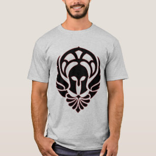 Preto/vermelho gregos do t-shirt do guerreiro