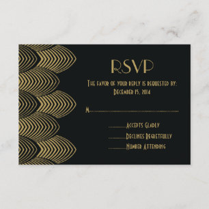 Preto Wedding Scalloped art deco dos anos 20 RSVP