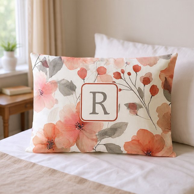 Pretty Flower Monogram Template Personalized (Pretty Flower Monogram Template Personalized Pillow Case by Ricaso - monogrammed bedroom luxury)