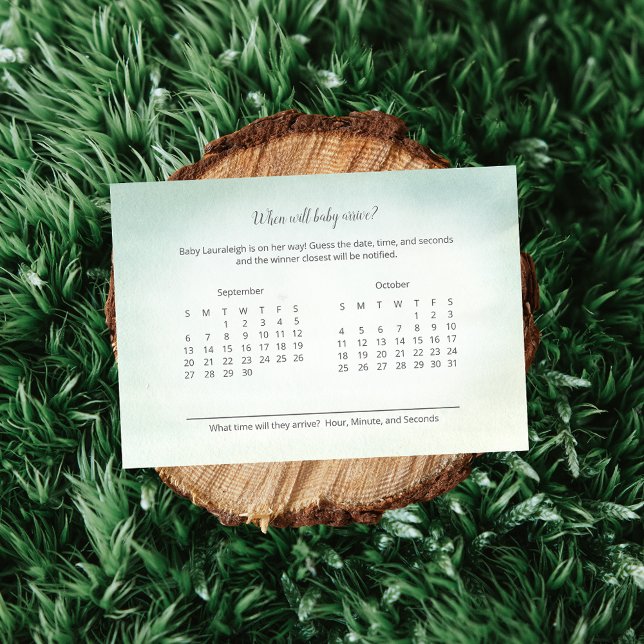 Previsão da Chegada do Bebê Rosa Verde Elegante (Criador carregado)