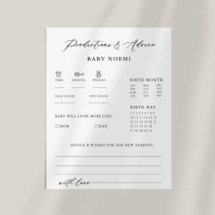 Previsão de bebê e Cartão de Aviso para Caligrafia