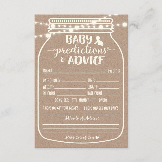 Previsão de bebê e cartão de gabinete de aconselha (Frente)