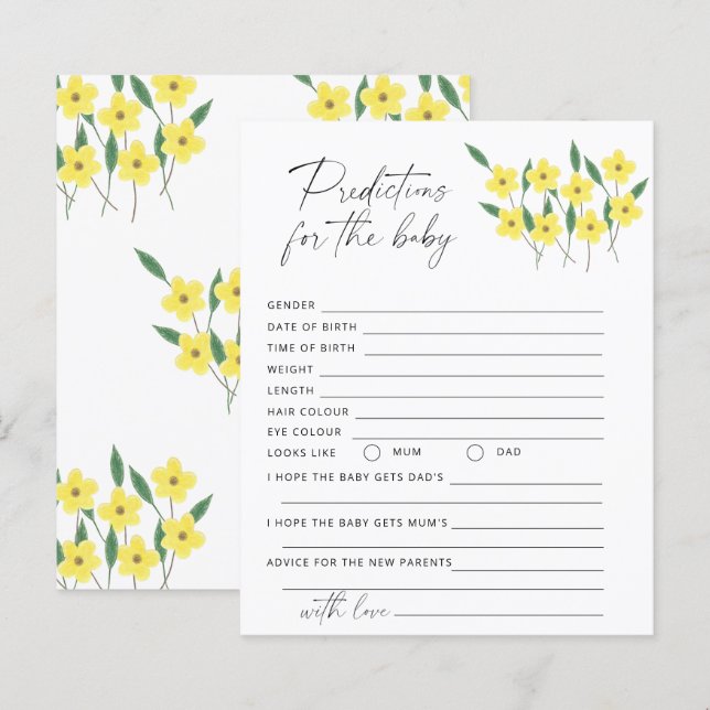 Previsão de bebês e aconselhamento Jogos de bebês  (Frente/Verso)