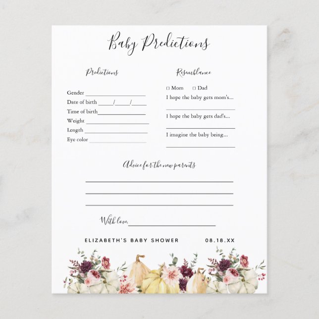 Previsão de Bebês | Jogo Chá de fraldas (Frente)