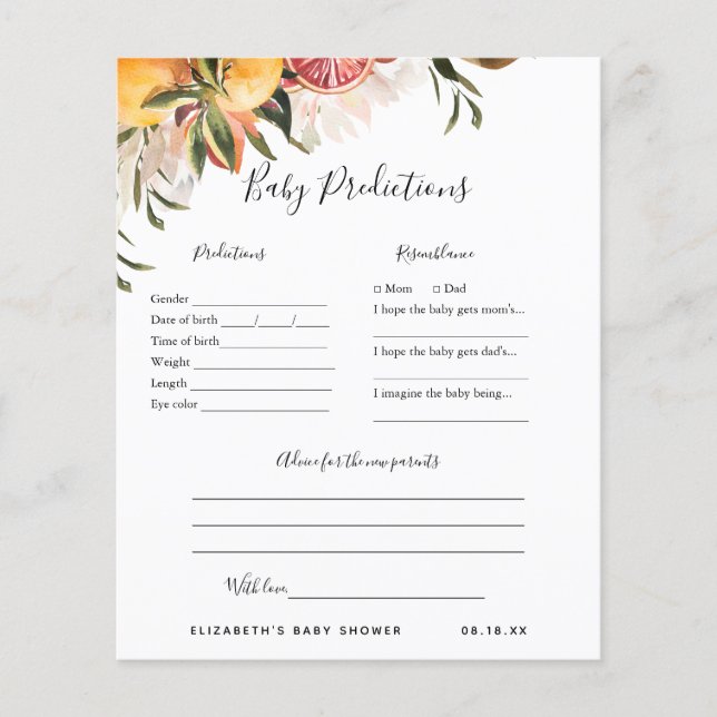 Previsão de Bebês | Jogo Chá de fraldas (Frente)