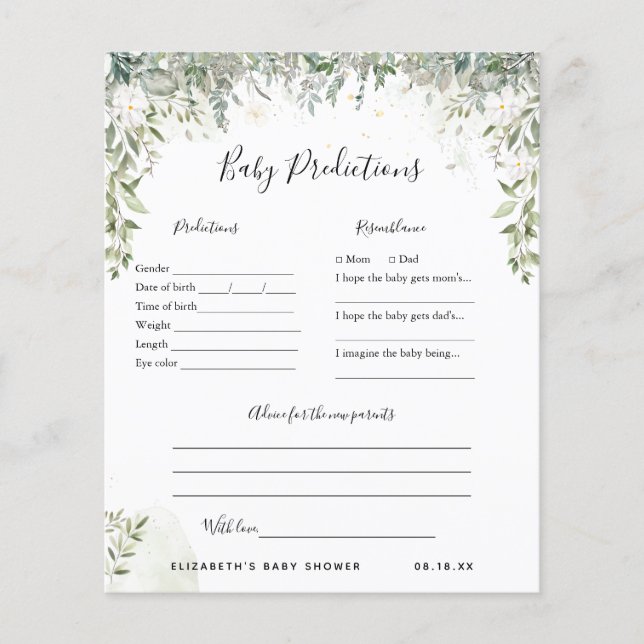 Previsão de Bebês | Jogo Chá de fraldas (Frente)