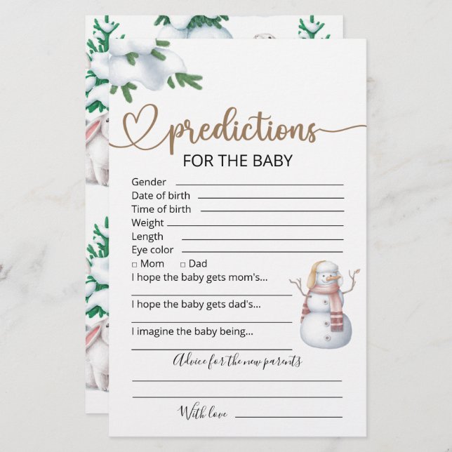 Previsão de Bebês | Jogo de Chá de fraldas de inve (Frente/Verso)