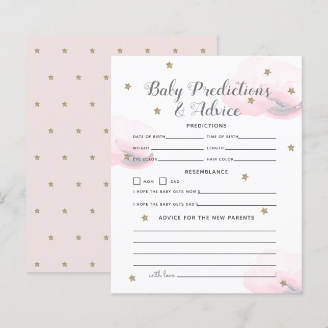 Previsão de Bebês Rosa Rosa-Estrela Pequena e Dica (Frente/Verso)