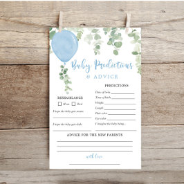 Previsão do bebê aviso cartão balões azuis garoto